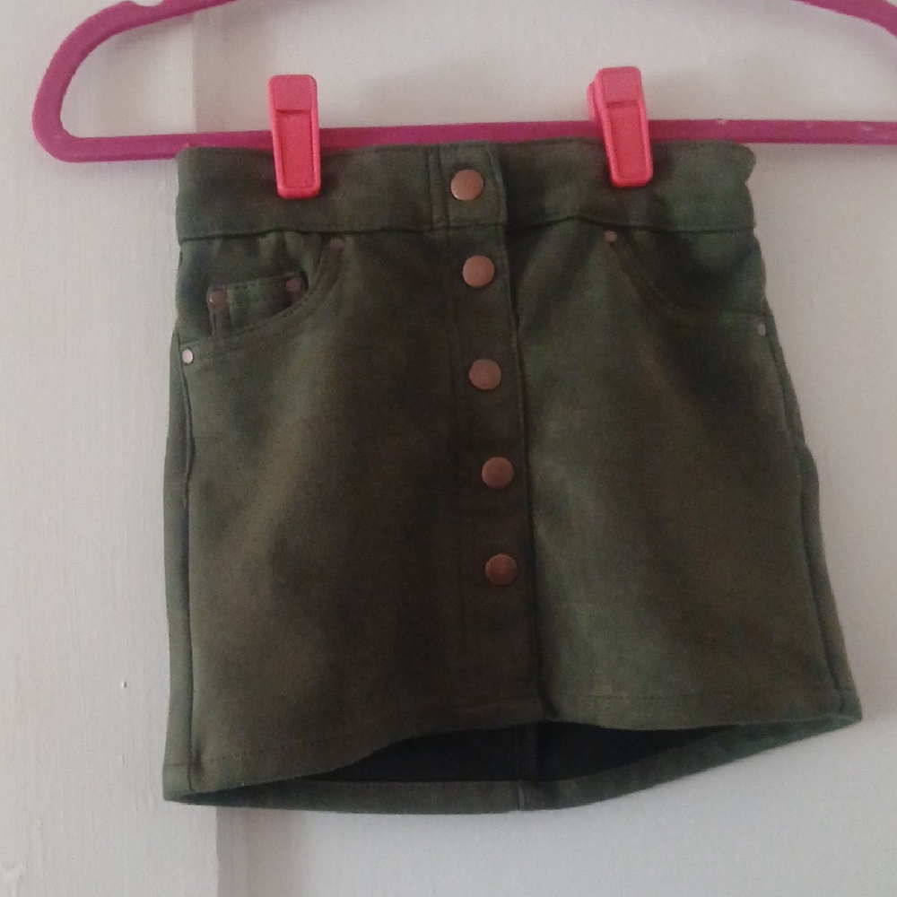 Olive Green Button-Up Mini Skirt